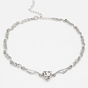 3/$12 Silver Heart Crystal Pendant Necklace - Women's Fashion Jewelry